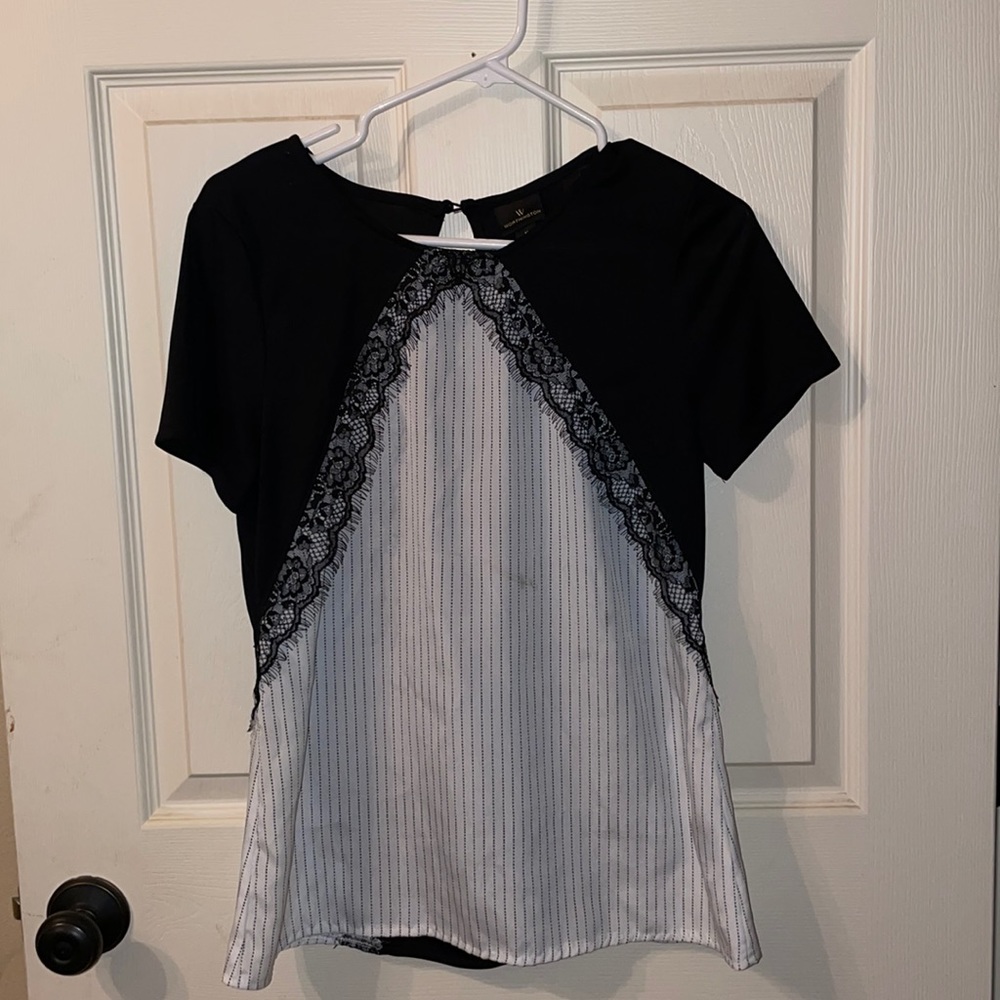 Worthington black lace top. Color: Black and White. Size: Medium.